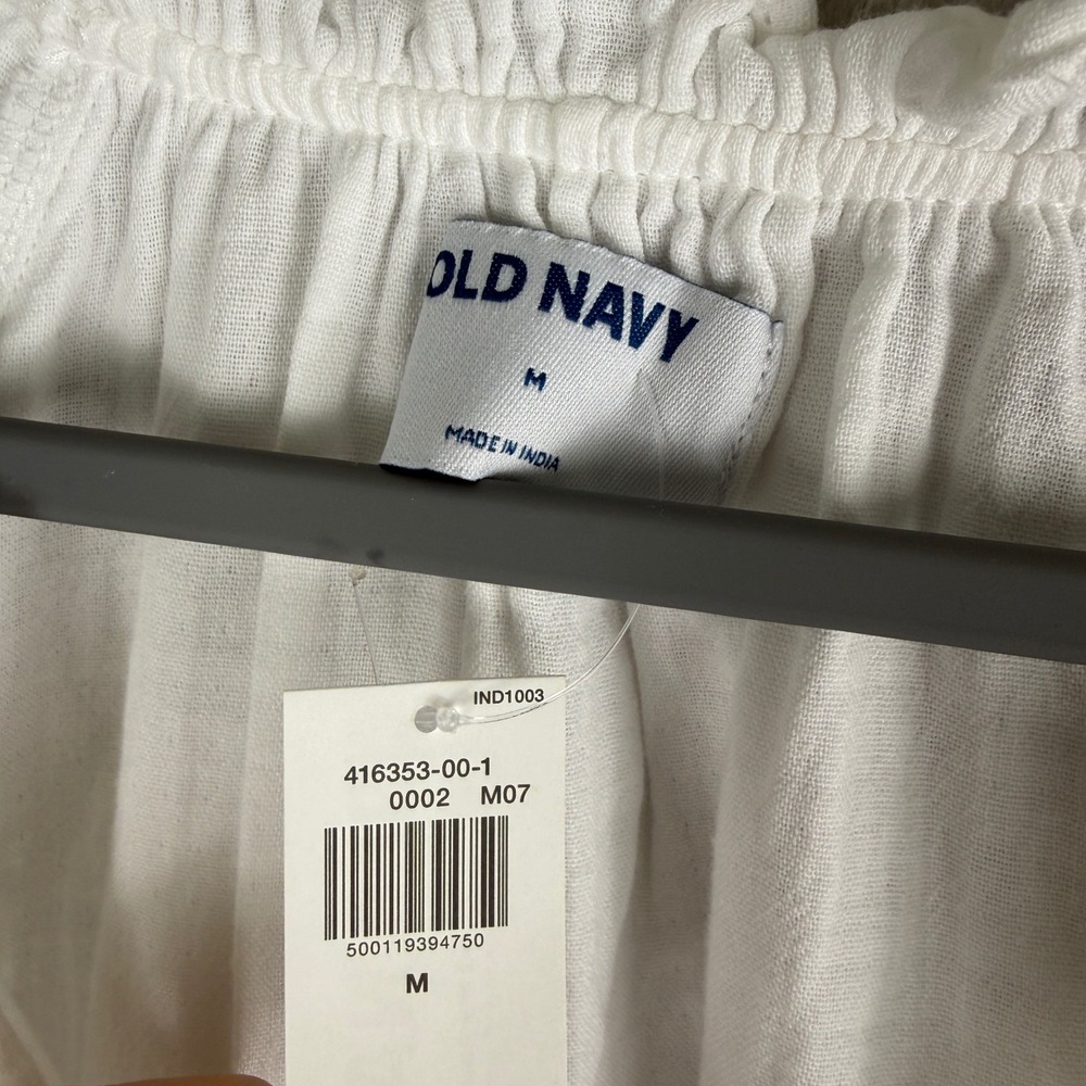 Old Navy Cotton Gauze white mini dress‎ Sz M oversized  vacation resort NEW - Picture 8 of 15